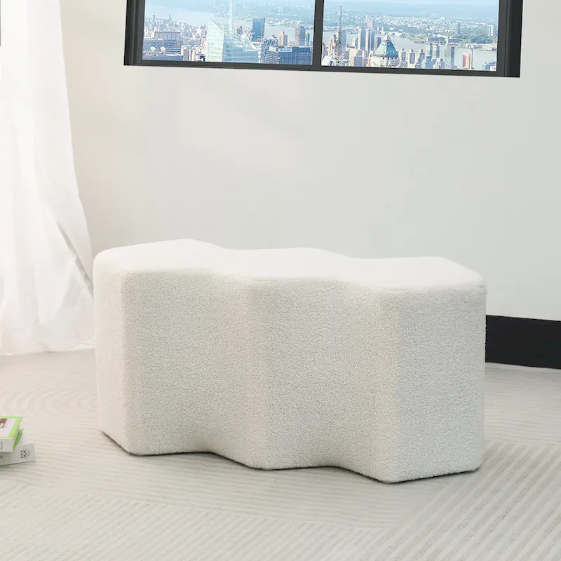 Velvet Polygon Ottoman Bench - 35 Long Footstool