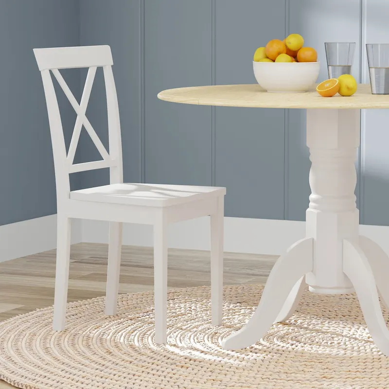 3-Piece Dining Set, 42  Round Drop-Leaf Table and X-Back Chairs