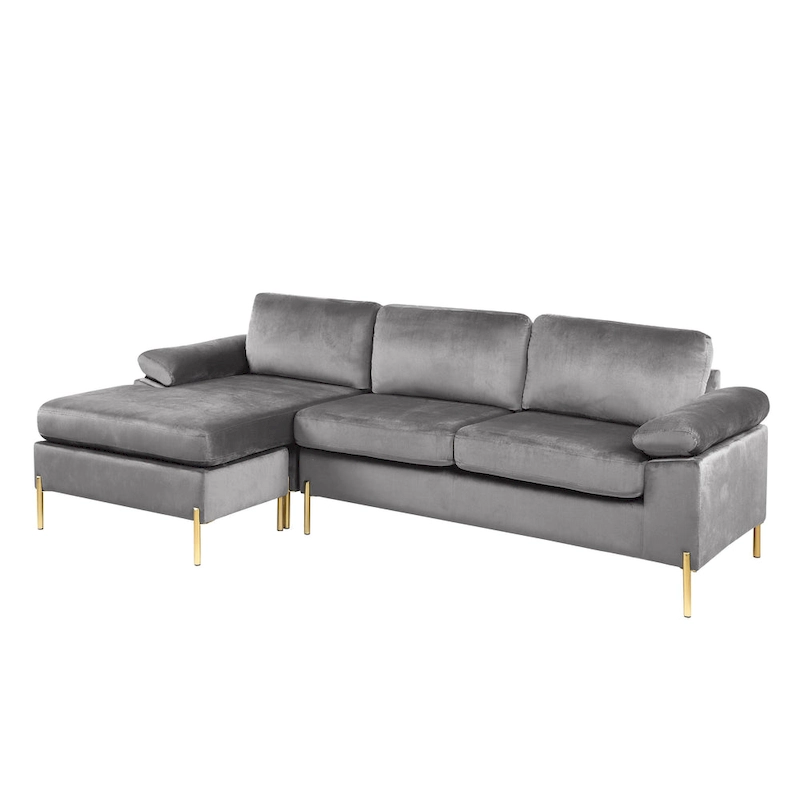 Shannon Velvet Sectional Sofa with Chaise