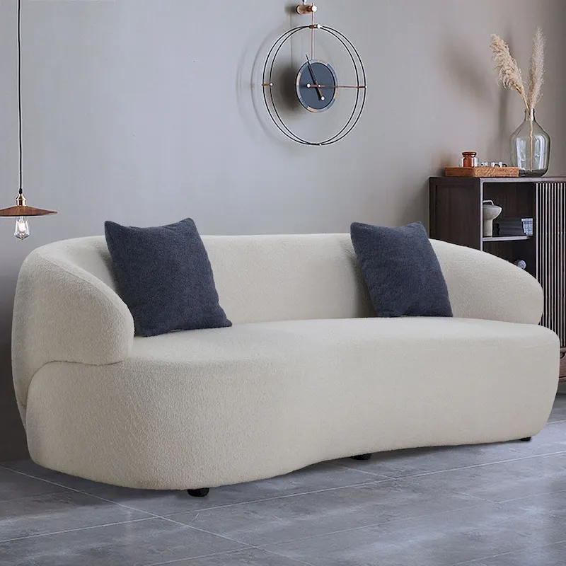 86.61in 3 Seater Modern Curved Upholstered Fabric Sofa Courch