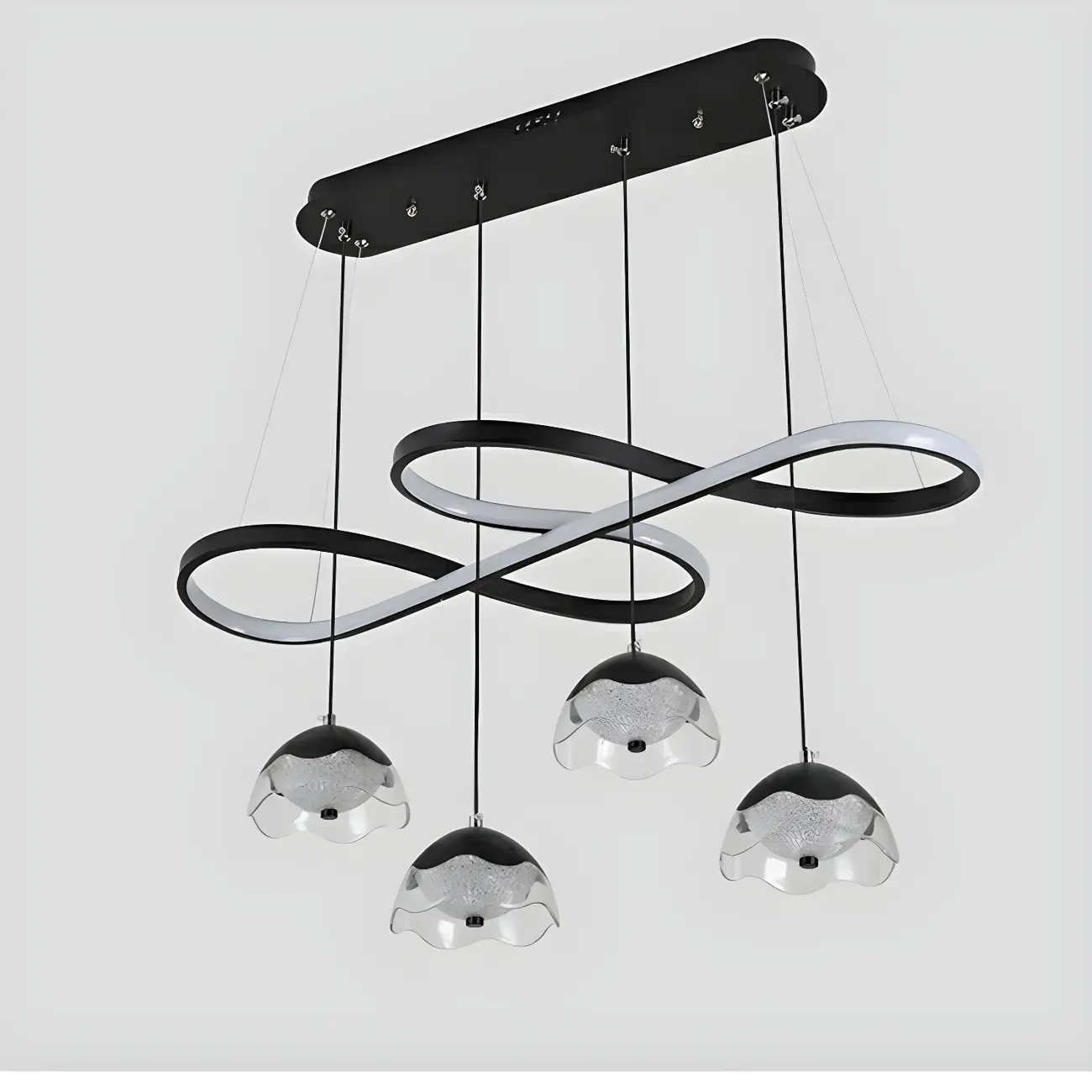 Adjustable 2 Tiers Black Metal 6-Light Dimming Pendant Light