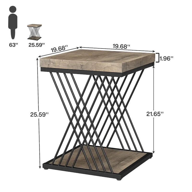 Square End Table,Mid-century Modern Bed Side Tables, Accent Table Living Room