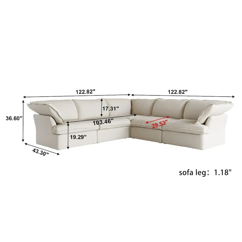 L-shape Sectional Sofa Modern Upholstered Modular Sofa