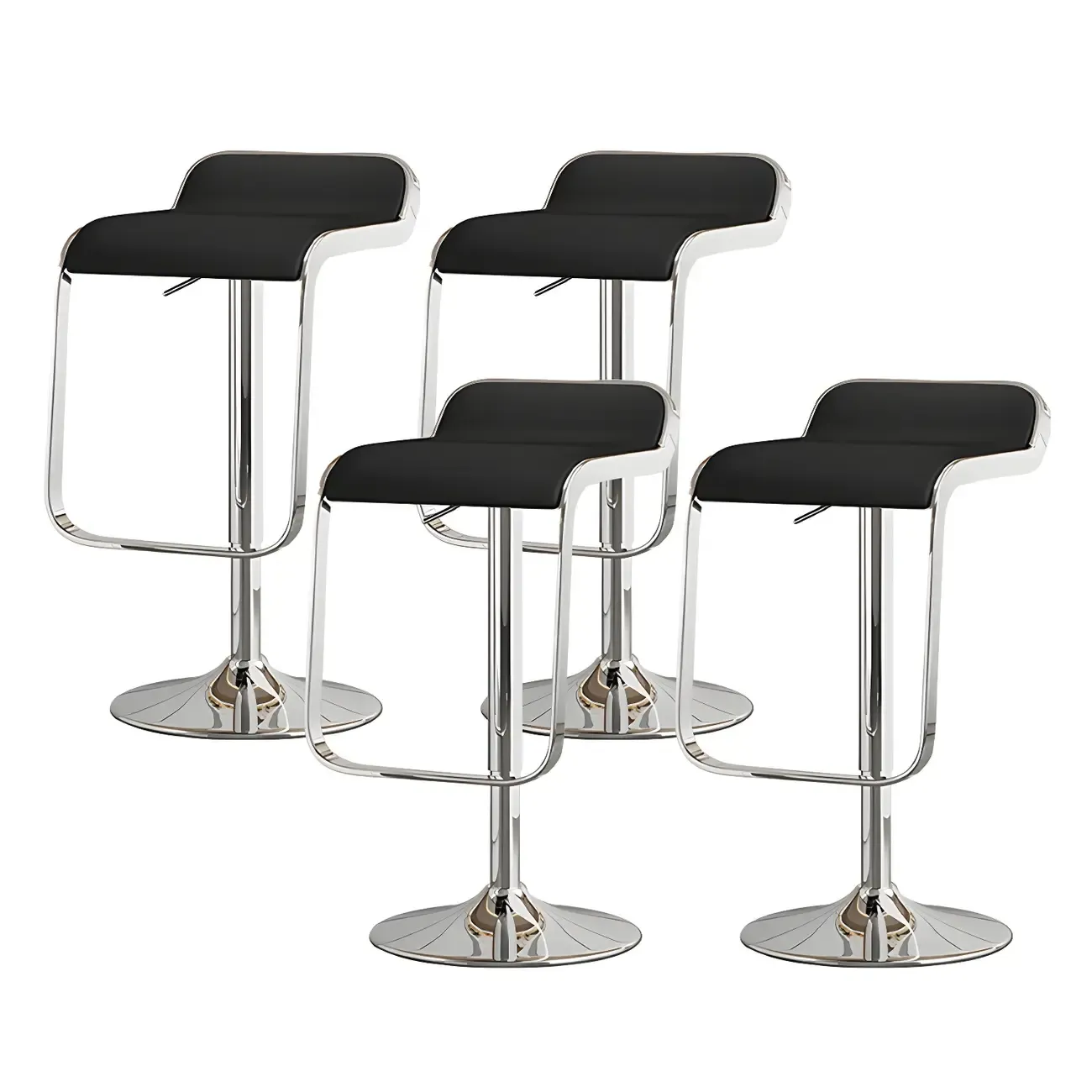 Leather Low Back Metal Adjustable Swivel Bar Stools