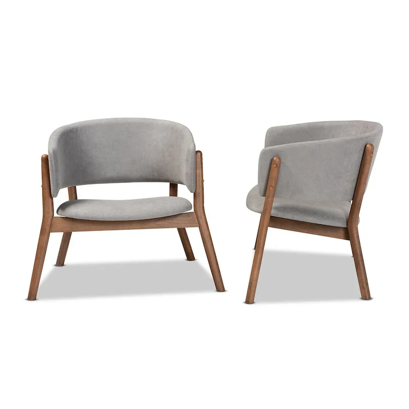 Baron Mid-Century Modern 2-Piece Living Room Accent Chair Set