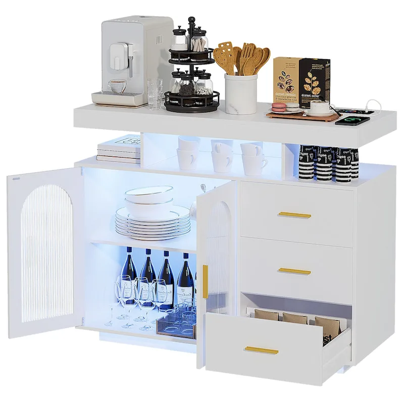 39Wide Sideboard With LED Light - N/A