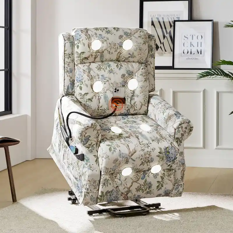 Traditional Lift Assist Power Recliner with Massage, Heat & Manual Headrest