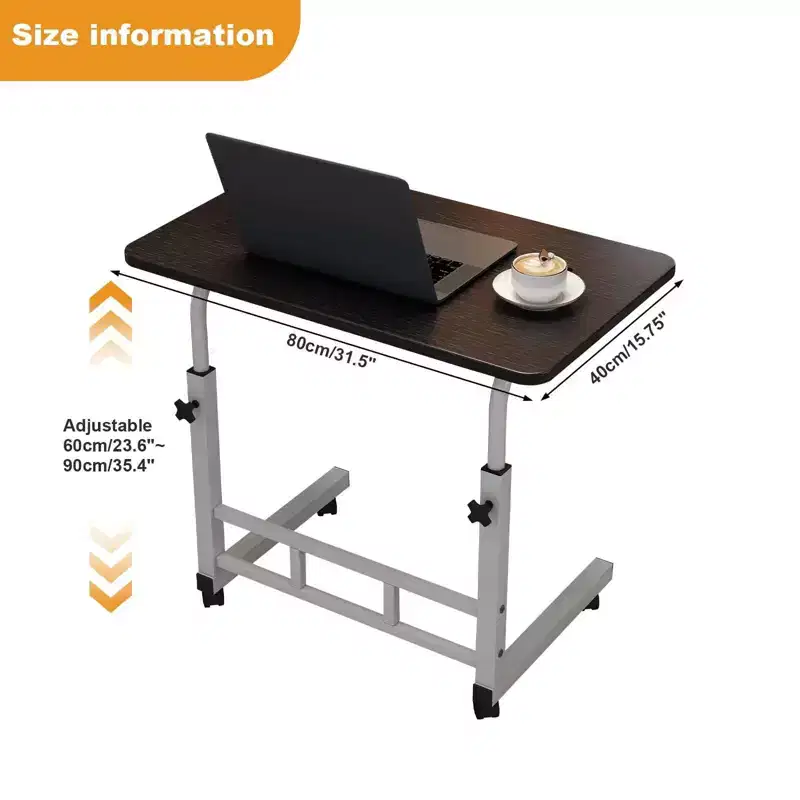 Adjustable Height Mobile Computer Desk with Wheels for Small Spaces, Rolling Standing Work Table for Home Office, Study and Bedroom