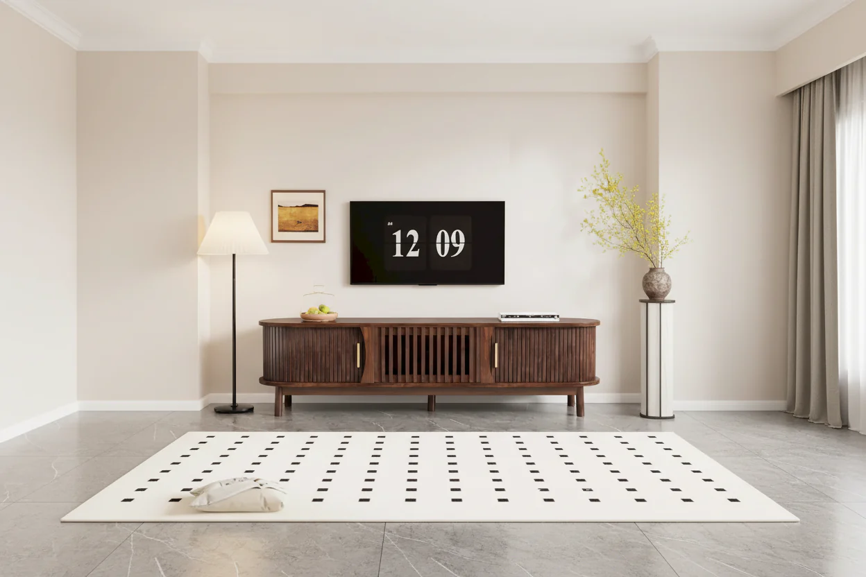 Dark Brown Farmhouse TV Stand, Wood Console for TVs up to 75