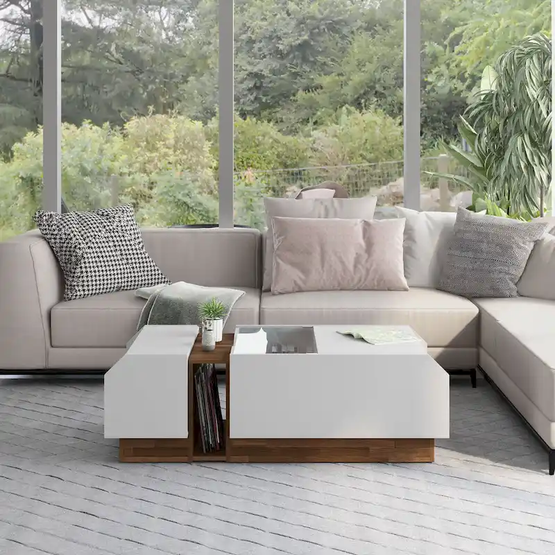 Podd Contemporary White 49-inch 3-Shelf Coffee Table by Furniture of America