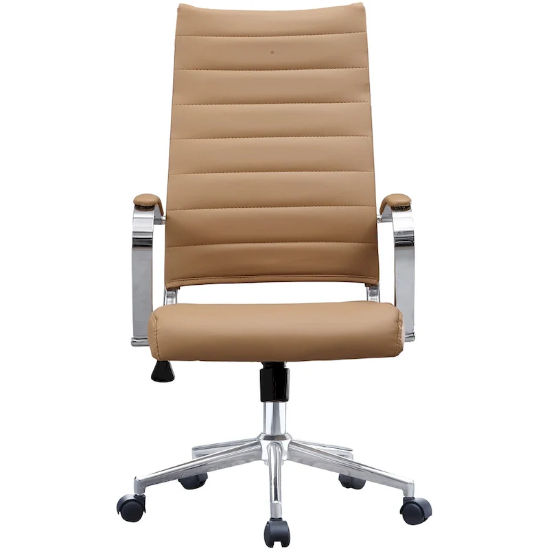 Modern High Back Office Chair Ribbed PU Leather Manager Tilt Conference Room Computer Desk Boss Task Executive Boss