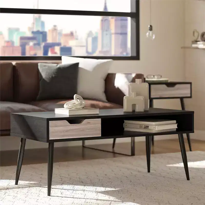 RealRooms Grafton Coffee Table, Black Oak