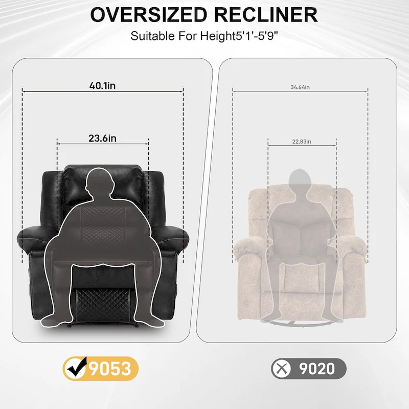 Brown Manual Leather Massage Recliner with 8-Point Vibration, Lumbar Heating, and Multi-Reclining Options