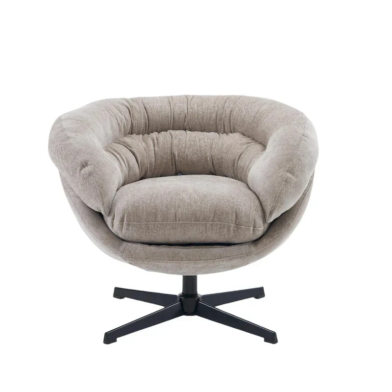Chenille Upholstered Swivel Club Chair