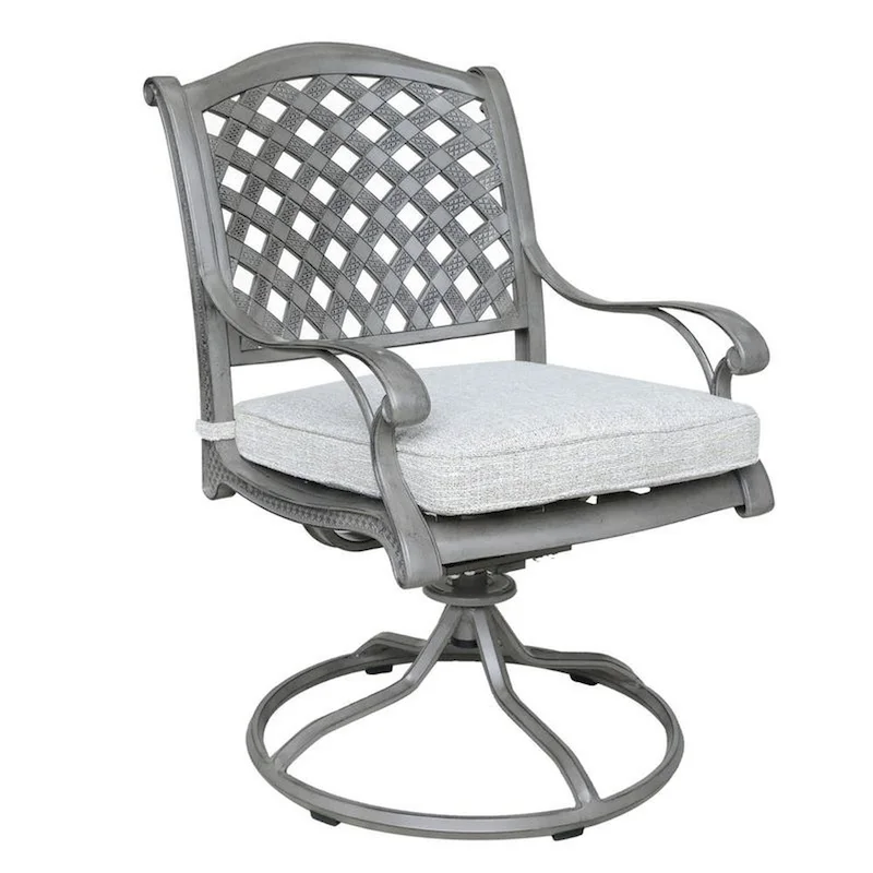 Mace Outdoor Dining Swivel Rocker Chair Set of 2, Aluminium, Golden Beige
