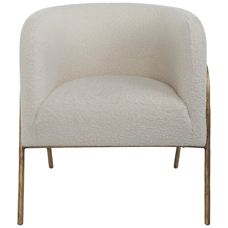 Jacobsen Off White Shearling Accent Chair - 27W x 28.5H x 27D