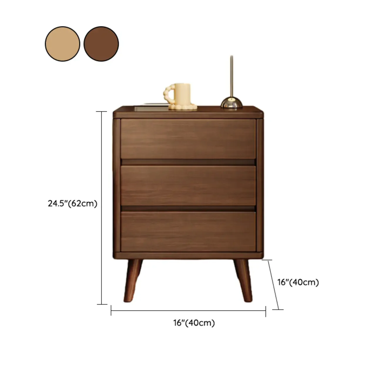 Natural Finish Wood Nightstand with Drawers