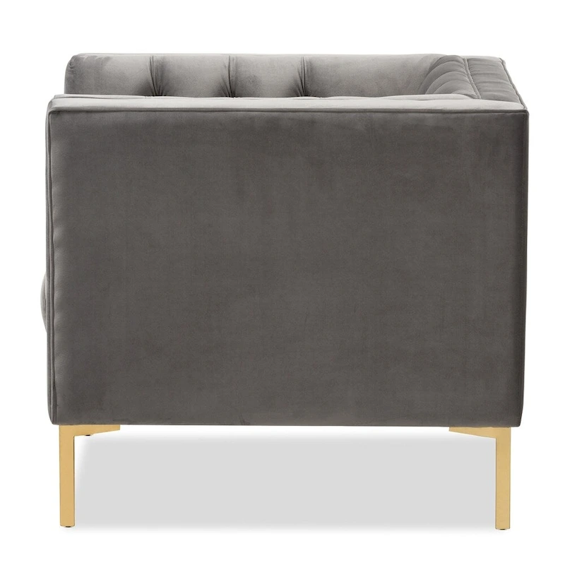 Glam Velvet and Gold Finished Lounge Chair