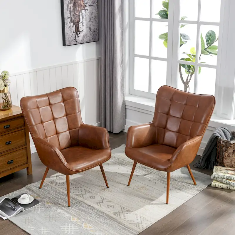 Set of 2 Modern Accent Chair Wingback Armchair