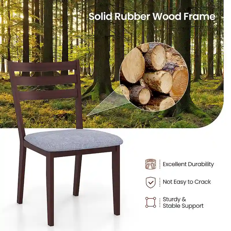 Gymax Upholstered Dining Chair Set of 4 Armless Cushioned Seat Hollow