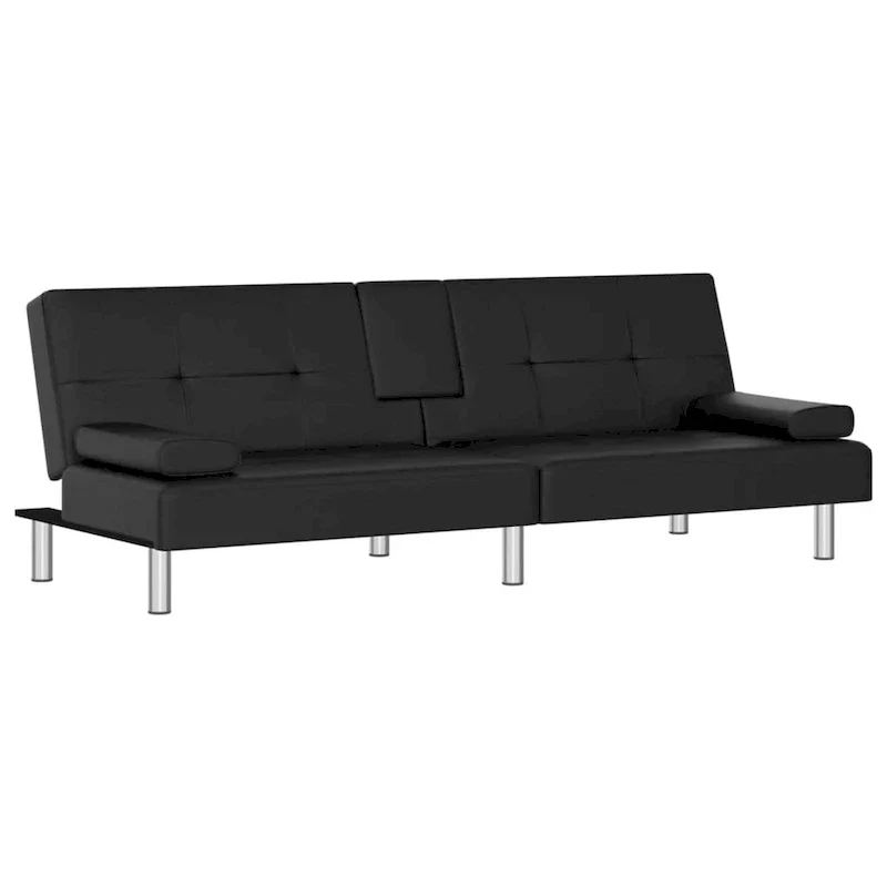 vidaXL Sofa Bed Foldable Sleeper Sofa Couch Bed with Cup Holders Faux Leather - 78.7 x 35 x 27.6