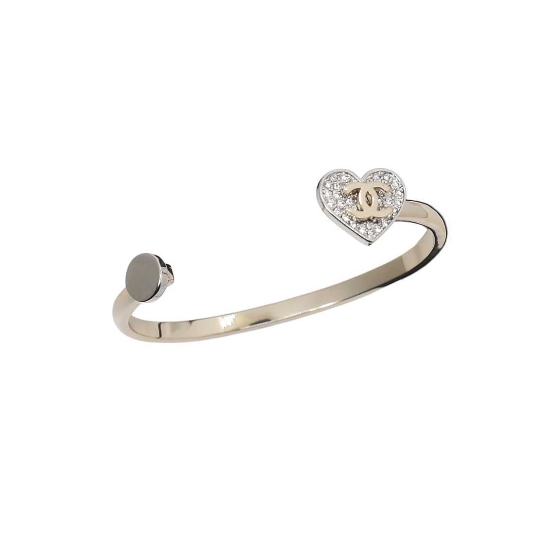 CCS173 Chanel crystal heart bangle bracelet - ccjewelryacc
