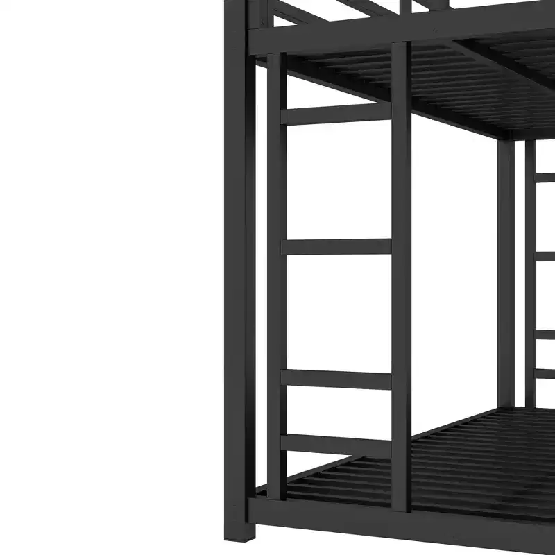 Bellemave Metal Twin XL over Queen Bunk Bed with Dual Side Ladders, Heavy Duty Frame, Noise-Free, No Box Spring Needed, Space-Saving, Black