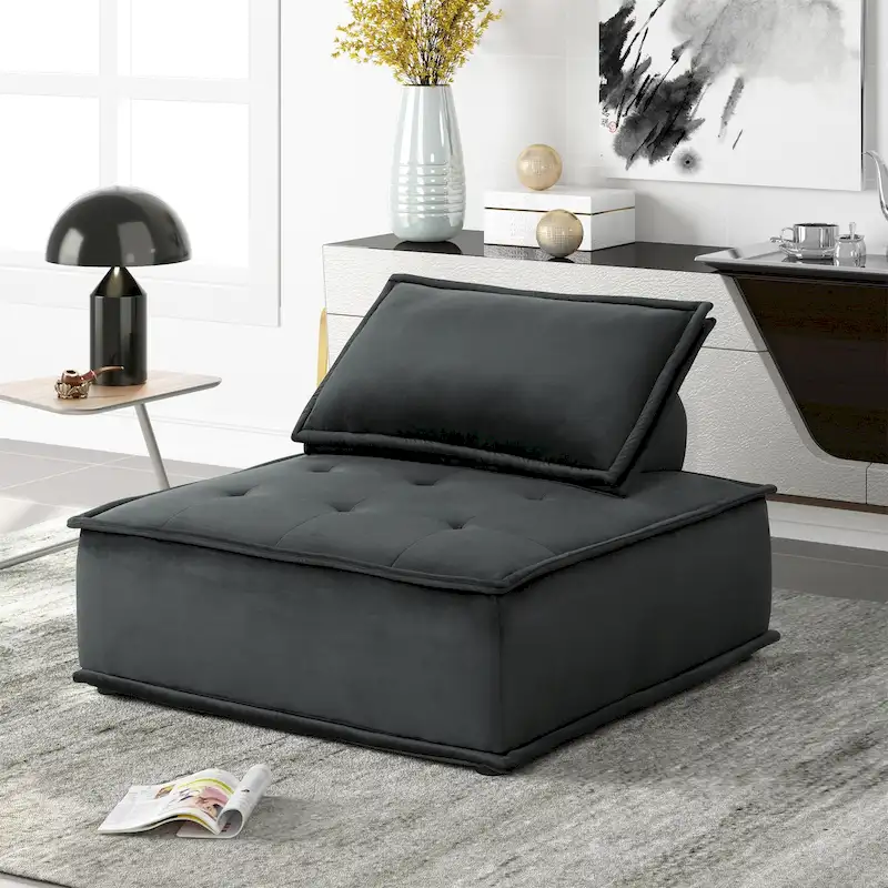 Velvet Armless Lounge Chair