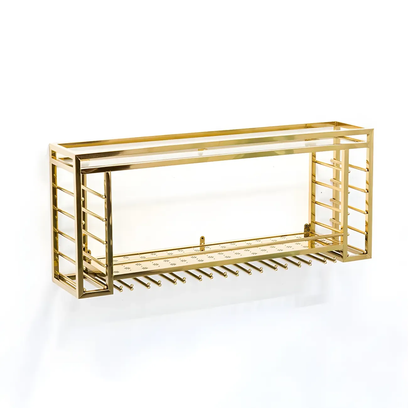 Luxury Metal Gold Wall-Mounted Open Wine Rack