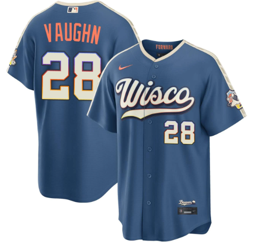 Andrew Vaughn Milwaukee Brewers Mineral Blue 2026 City Connect Stadium Jersey