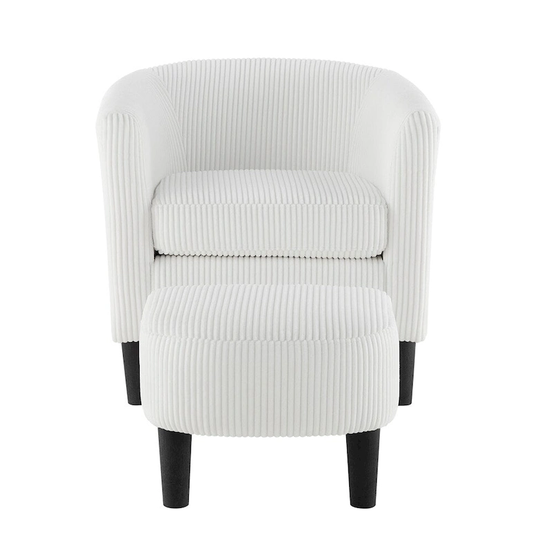 Modern Fabric Upholstered Accent Chair with Ottoman Foot Rest