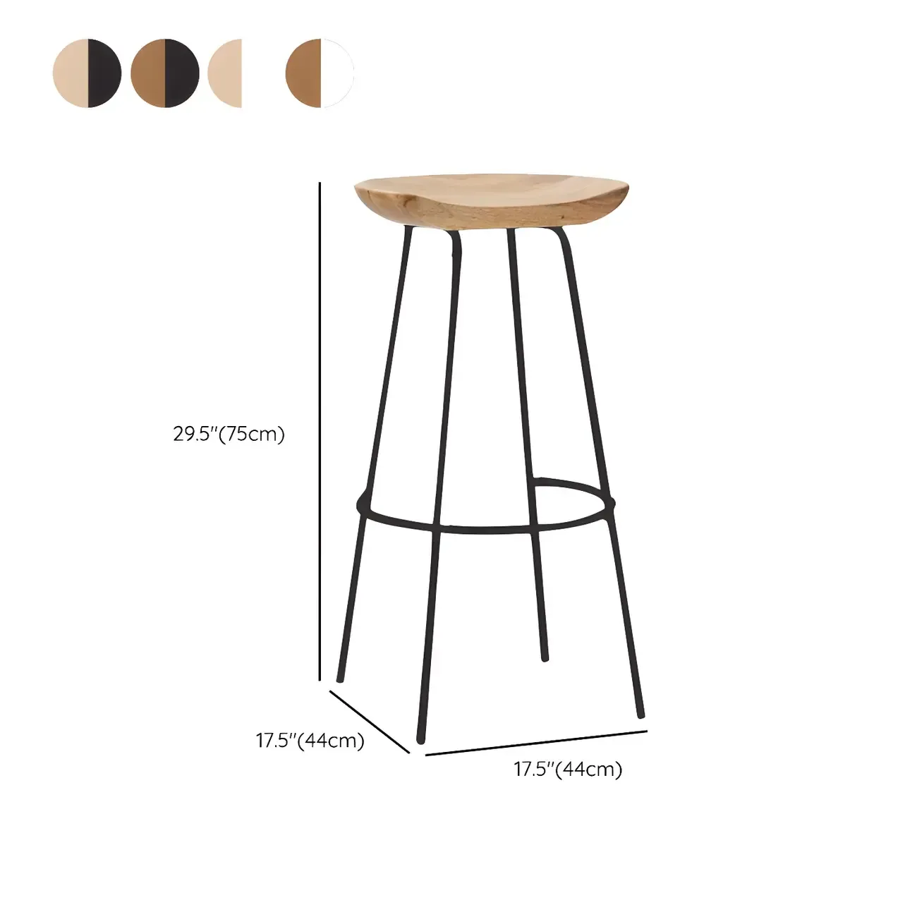Modern Solid Wood Counter Height Bar Stools