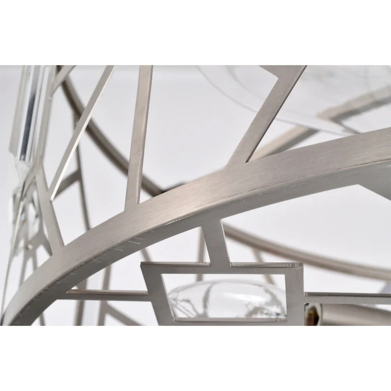 Gio 24 Ince Satin Nickel Finish Glam-Modern Style Crystal Lighted Ceiling Fandelier with Remote