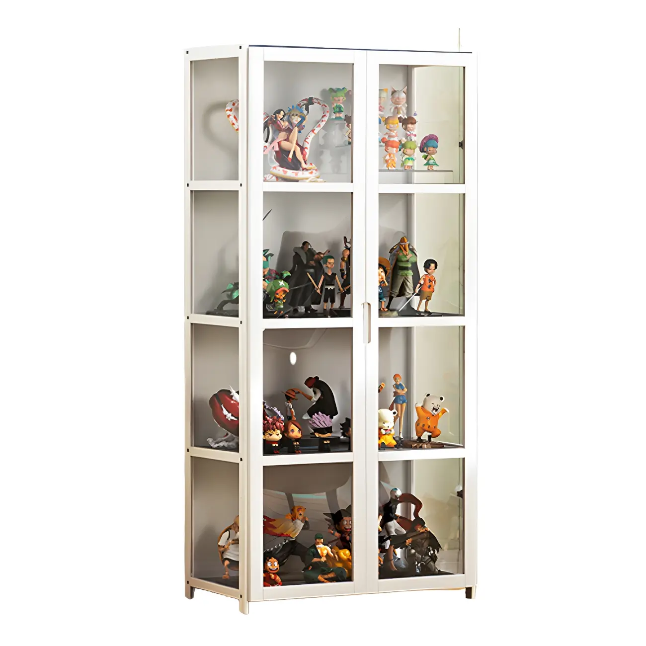 White Modern Bamboo Clear Figure Curio Cabinet