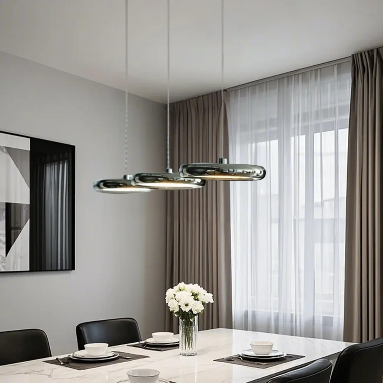 3 Light Metal Round Shape Modern Island Pendant Light