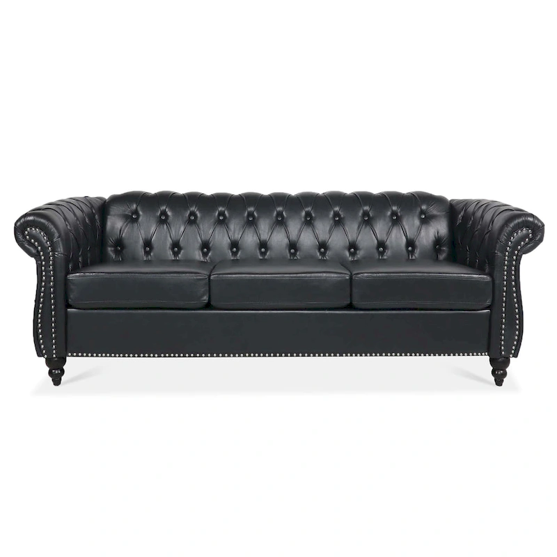 Naro Mid-Century 84 Modern 3 Seater Chesterfield Sofa Couches by Christopher Knight Home