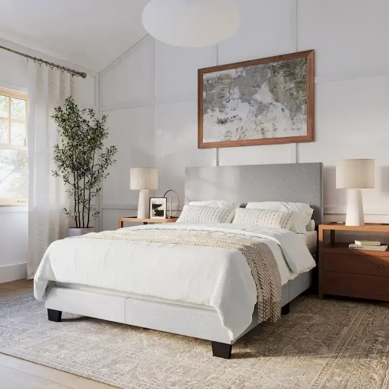 Full/Double Upholstered Bed Frame with Padded Headboard