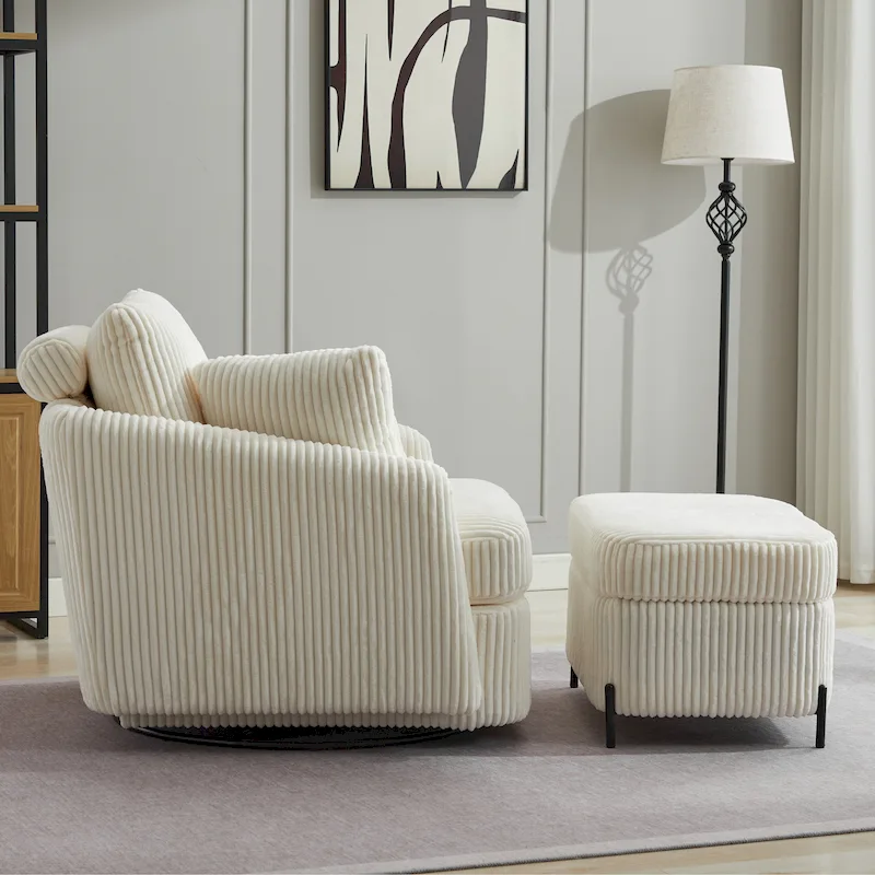 40.6 W Upholstered Swivel Accent Sofa Chair With Pillows