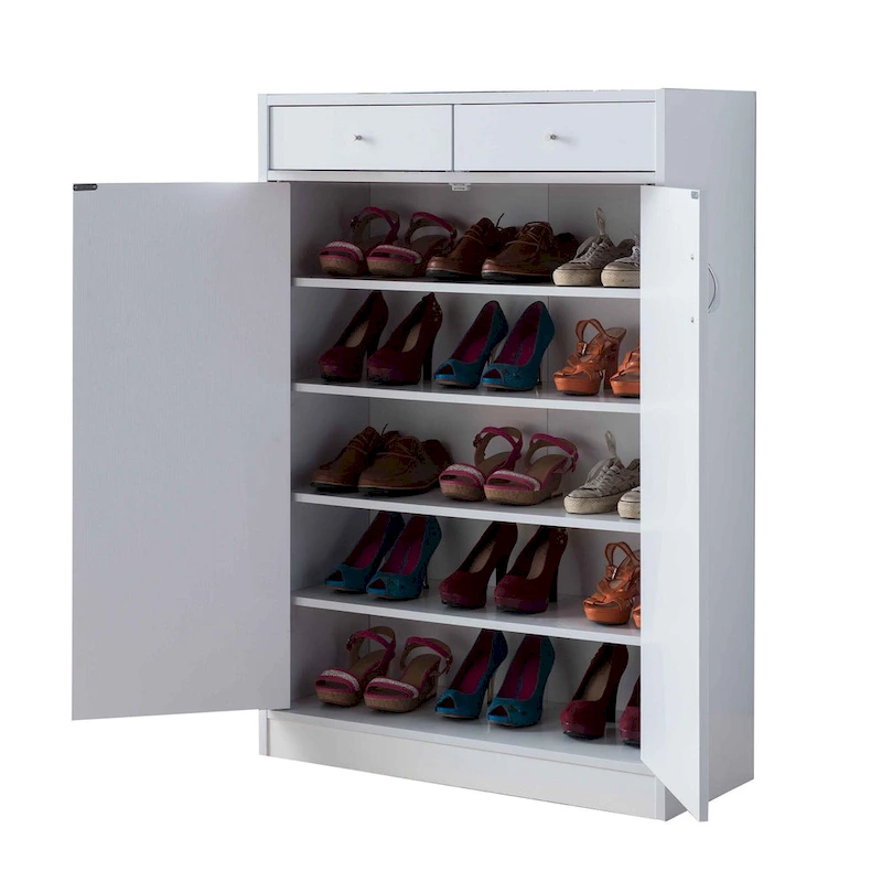 47 Inch 2 Door Wooden Shoe Cabinet, White