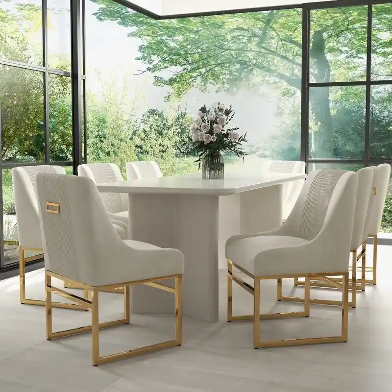 SEYNAR Contempoary Velvet Dining Chair with Metal Frame Legs, set of 8