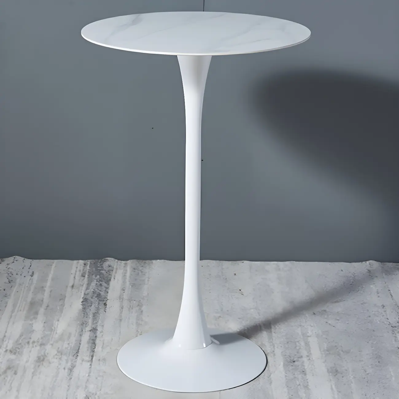 Simple White Round Metal Small Cocktail Bar Table