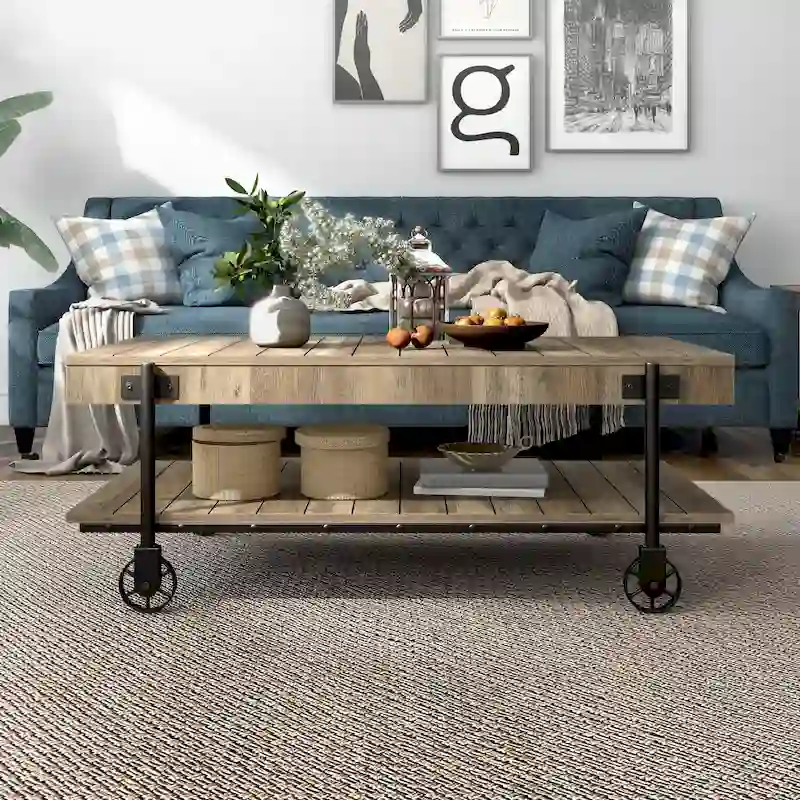 Hyssop Farmhouse 47-inch Steel 1-Shelf Coffee Table by Furniture of America
