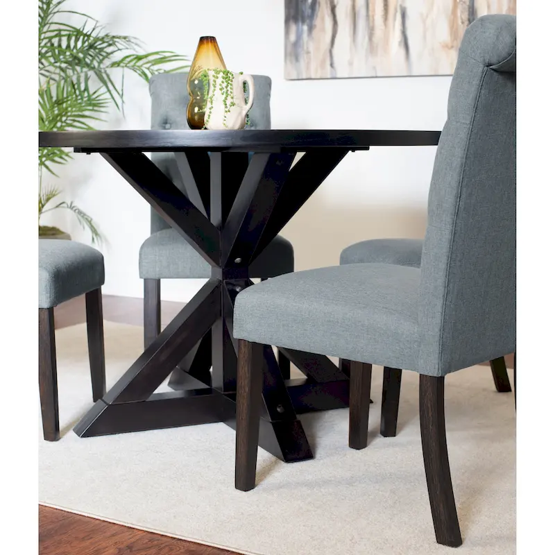 Roundhill Furniture Nylander 5-piece Dining Set, Cross-Buck Dining Table with 4 Stylish Chairs