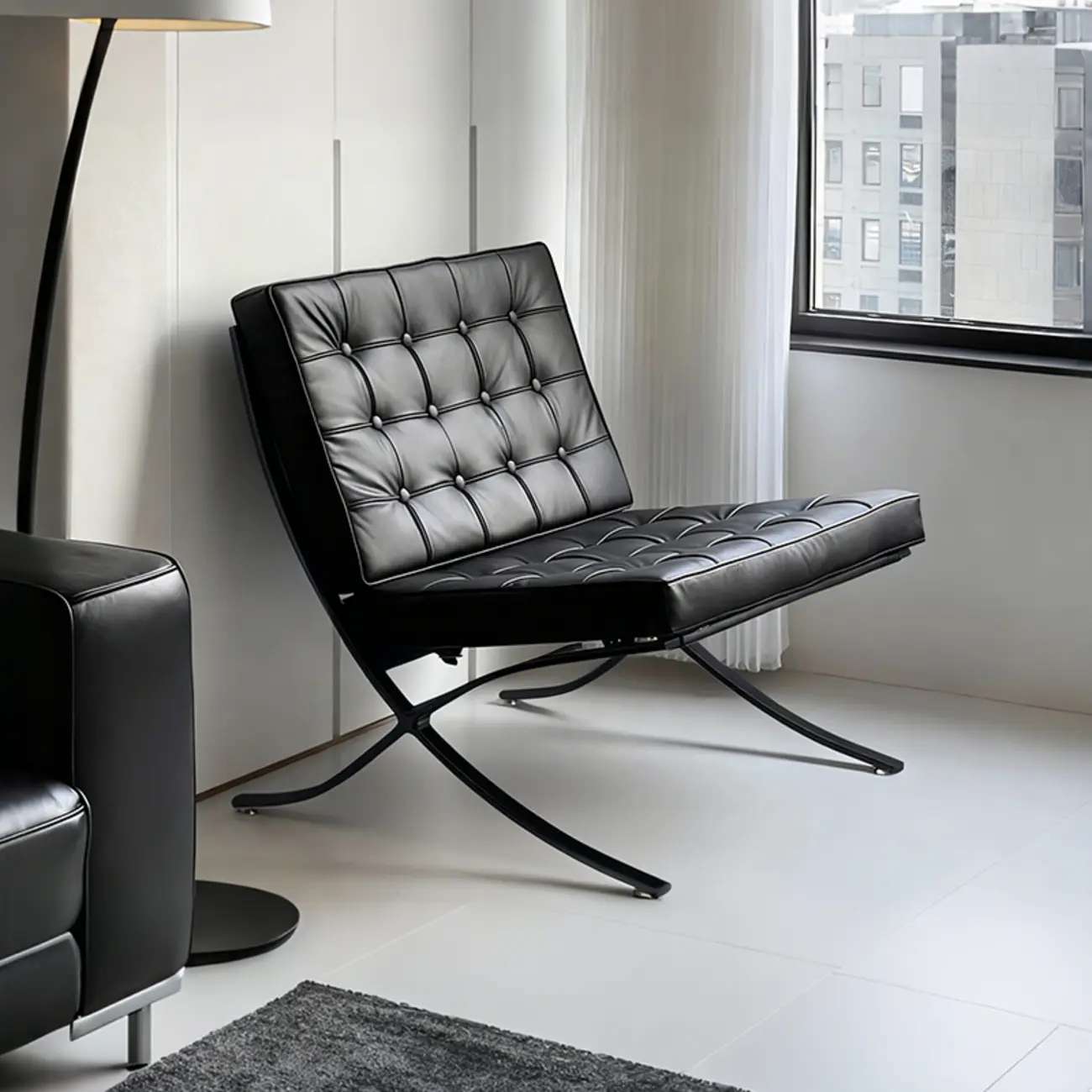 Mid-Century Modern  Leather Lazy Lounge Accent Chair