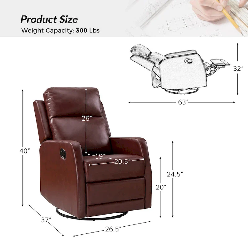 Esteban Swivel Recliner with Tufted Back Set of 2 by HULALA HOME