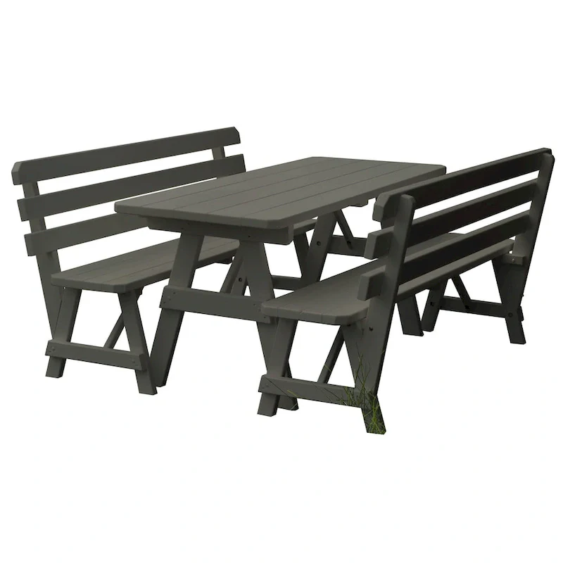 Pine 8' Picnic Table with 2 Backed Benches