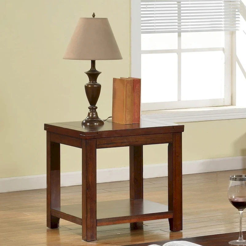 Llat Transitional Cherry 24-inch Solid Wood 1-Shelf Side Table