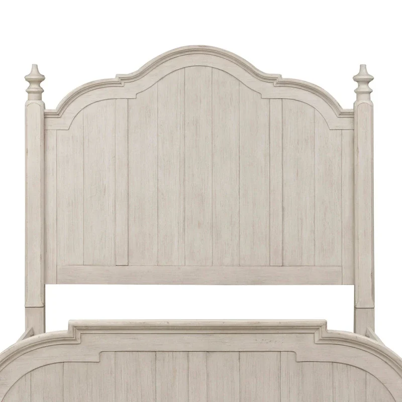 Farmhouse Reimagined Antique White with Chestnut King Poster Bed
