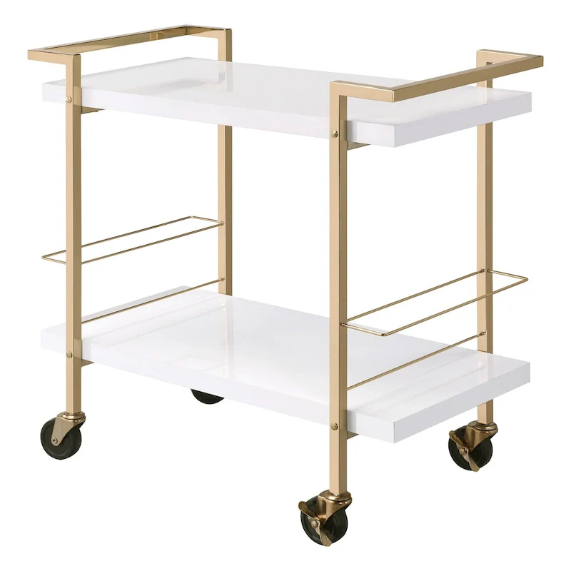 White and Gold 2-Tier Serving Cart