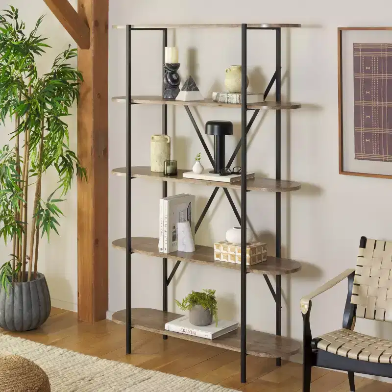 Figaro 4 Tier Bookcase - ETG4201 - Brown/Black - Safavieh